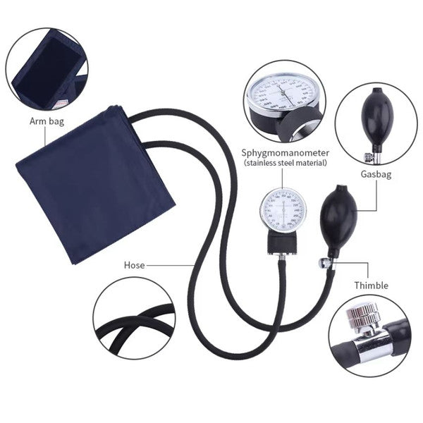 Manual Blood Pressure Monitor with Stethoscope and Adjustable Cuff for Accurate Home Health Care