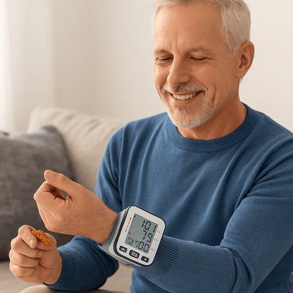 Automatic One-Touch Wrist Blood Pressure and Pulse Monitor with Case