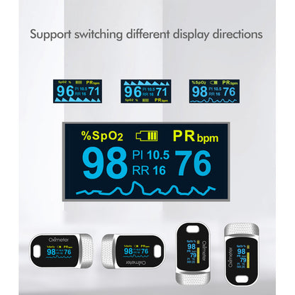 Finger Pulse Oximeter with SpO2, PR, PI, RR Monitoring, OLED Display Heart Rate & Oxygen Saturation Meter