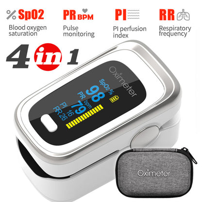 Finger Pulse Oximeter with SpO2, PR, PI, RR Monitoring, OLED Display Heart Rate & Oxygen Saturation Meter