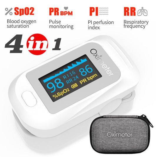 Finger Pulse Oximeter with SpO2, PR, PI, RR Monitoring, OLED Display Heart Rate & Oxygen Saturation Meter