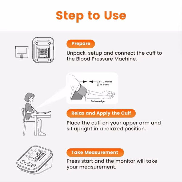 Upper Arm Automatic Blood Pressure Monitor Portable Digital BP Meter for Health Tracking
