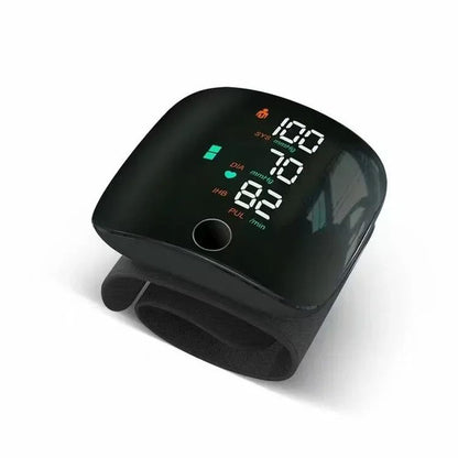 Rechargeable Wrist Blood Pressure Monitor – Accurate Digital Tensiometer with Heart Rate & LED Display