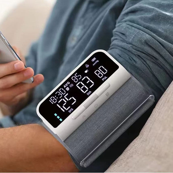 Rechargeable Full Upper Arm Blood Pressure Monitor with Large LCD Screen and Voice Alerts