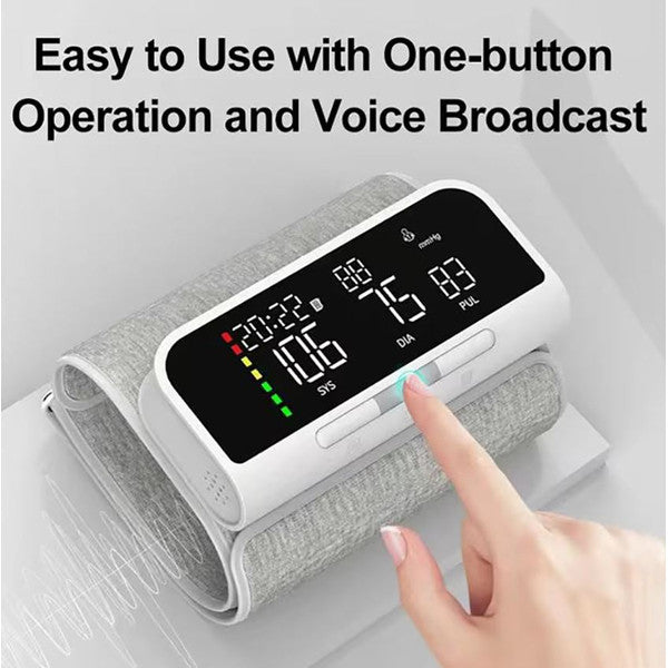 Rechargeable Full Upper Arm Blood Pressure Monitor with Large LCD Screen and Voice Alerts